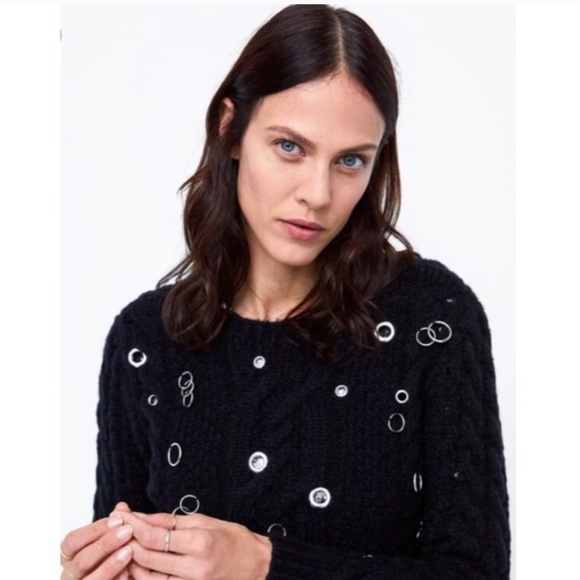 Cable Knit Eyelet Sweater - Picture 2 of 8